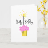Fun Sparkler Cupcake Add a Name Birthday Kaart (Gele Bloem)
