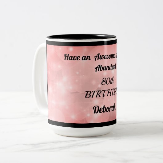 Fun Sparkly Personalized 80th Birthday Mok (Voorkant links)