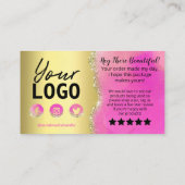 Fun Sparkly Pink Agate Bedankt voor aankoop Visitekaartje (Achterkant)