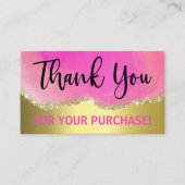 Fun Sparkly Pink Agate Bedankt voor aankoop Visitekaartje (Voorkant)