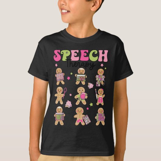Fun Speech Therapy Gingerbread Cookies SLP Kerstmi T-shirt (Voorkant)