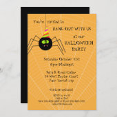 Fun Spider Oranje Halloween Party Invitation (Voorkant / Achterkant)
