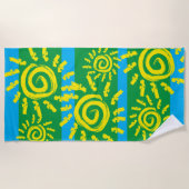 Fun Spiral Sun op Green Beach Towel Strandlaken (Voorkant)