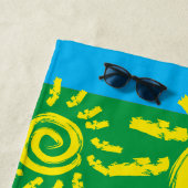 Fun Spiral Sun op Green Beach Towel Strandlaken (In situ)