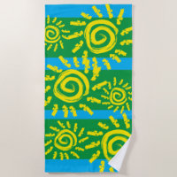 Fun Spiral Sun op Green Beach Towel