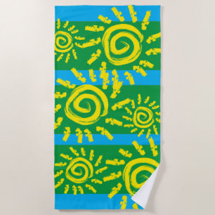 Fun Spiral Sun op Green Beach Towel Strandlaken