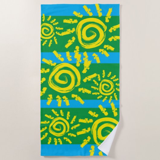 Fun Spiral Sun op Green Beach Towel Strandlaken (Voorkant)