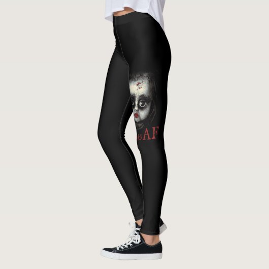 Fun Spooky AF Creepy Gothic Doll Face Halloween Leggings (Links)