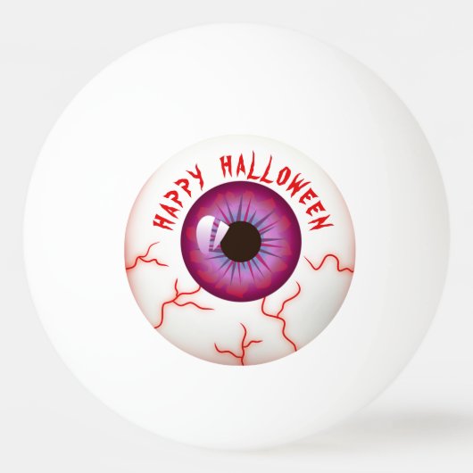 Fun Spooky Bloodshot Eyeball Happy Halloween Pingpongbal (Achterkant)