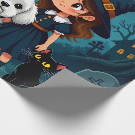 Fun Spooky Gift Wrap with Pumpkins, Ghosts & Bats Cadeaupapier (Hoek)