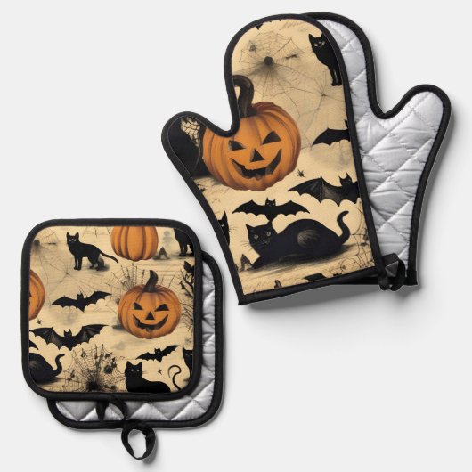 Fun Spooky Halloween Ovenwant & Pannenlap Set (Voorkant / Achterkant)