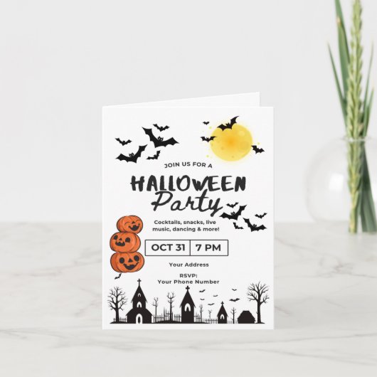 Fun & Spooky Halloween Party Uitnodiging met Jack- (Voorkant)