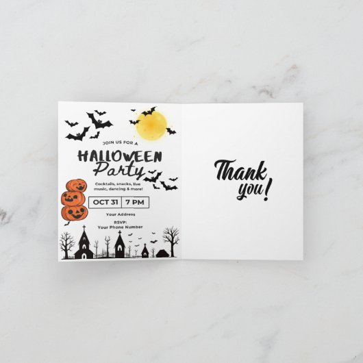 Fun & Spooky Halloween Party Uitnodiging met Jack- (Binnen)