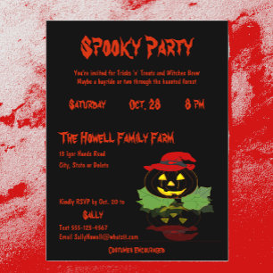 Fun Spooky Party Halloween Black Oranje Briefkaart