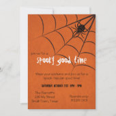 Fun Spooky Spider and Web Black Oranje Halloween Kaart (Voorkant)