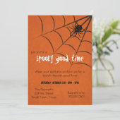 Fun Spooky Spider and Web Black Oranje Halloween Kaart (Staand voorkant)