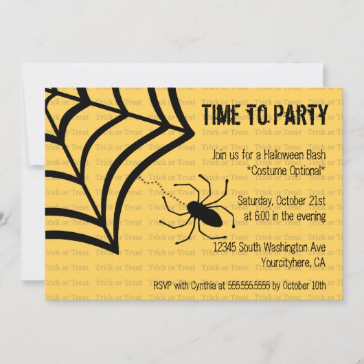 Fun spooky Spider Halloween party-uitnodiging Kaart (Voorkant)