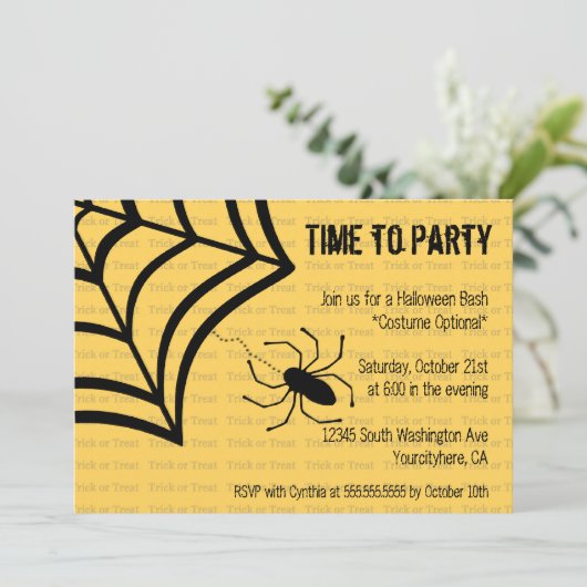 Fun spooky Spider Halloween party-uitnodiging Kaart (Staand voorkant)