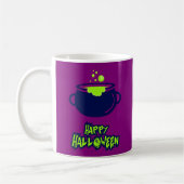 Fun Spooky Vibrant Happy Halloween Paarse Zwart Koffiemok (Links)