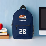 Fun Sport Fan Persoonlijk Bedrukte Rugzak<br><div class="desc">Ontwerp op maat met een sportthema. Pas het met een naam of om het even welke tekst van uw keus voor één van een soort ontwerp aan.</div>