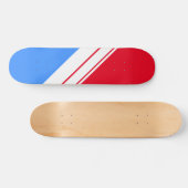 Fun Sporty Bright Red White Blue Diagonal Stripes Persoonlijk Skateboard (Horizontaal)