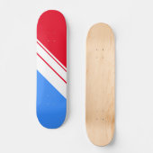 Fun Sporty Bright Red White Blue Diagonal Stripes Persoonlijk Skateboard (Voorkant)