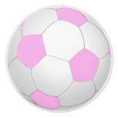 Fun Sporty Pastel Pink White Voetbal Keramische Knop (Voorkant)