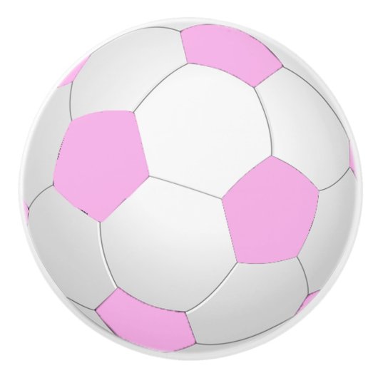 Fun Sporty Pastel Pink White Voetbal Keramische Knop (Voorkant)
