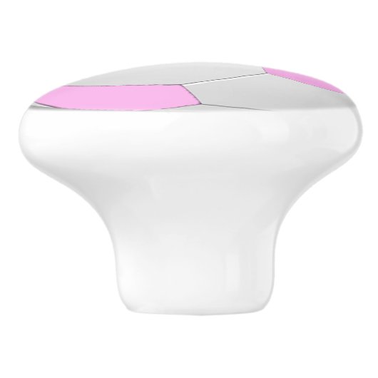 Fun Sporty Pastel Pink White Voetbal Keramische Knop (Zijkant)