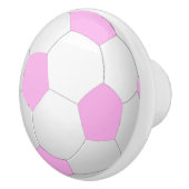 Fun Sporty Pastel Pink White Voetbal Keramische Knop (Rechts)