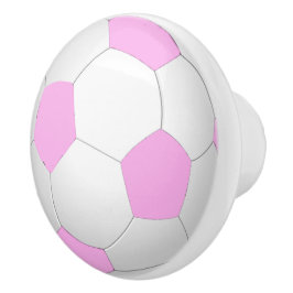 Fun Sporty Pastel Pink White Voetbal Keramische Knop