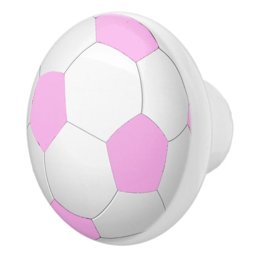Fun Sporty Pastel Pink White Voetbal Keramische Knop (Rechts)
