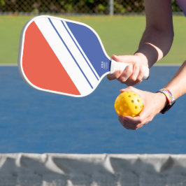 Fun Sporty Retro Oranje Zacht Blauwe Stripes Pickleball Paddle