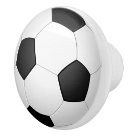 Fun Sporty Traditional Black White Voetbal Keramische Knop