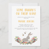 Fun Spring Rabbit Baby shower Invitation Kaart (Voorkant)