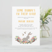 Fun Spring Rabbit Baby shower Invitation Kaart (Staand voorkant)