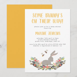 Fun Spring Rabbit Baby shower Invitation Kaart