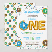 Fun Sprinkles Donut Doughnut Boy 1st Birthday Kaart (Voorkant / Achterkant)