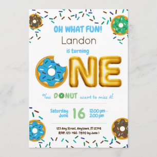 Fun Sprinkles Donut Doughnut Boy 1st Birthday Kaart