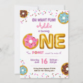 Fun Sprinkles Donut Doughnut Girl 1ste verjaardag Kaart (Voorkant)