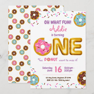 Fun Sprinkles Donut Doughnut Girl 1ste verjaardag Kaart