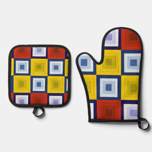 Fun Square Abstract Ovenwant & Pannenlap Set (Voorkant)