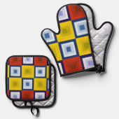 Fun Square Abstract Ovenwant & Pannenlap Set (Voorkant / Achterkant)