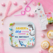 Fun Square Under-the-Sea Ocean Protector Birthday Papieren Bordje (Feest)