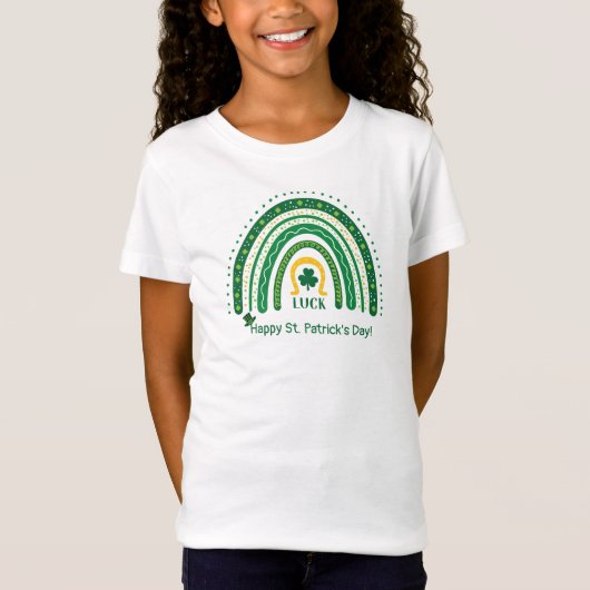Fun St Patrick Boho Rainbow Luck Clover Leprechaun T-shirt (Voorkant)