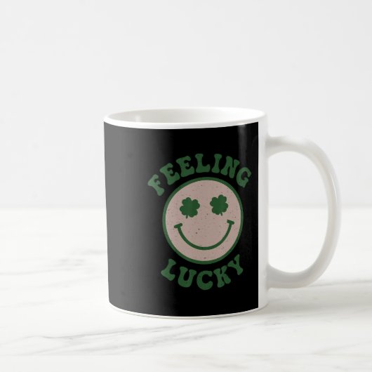 Fun St Patrick Day Feeling Lucky Smile Face Meme Koffiemok (Rechts)