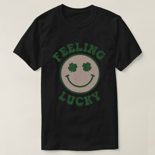 Fun St Patrick Day Feeling Lucky Smile Face Meme T-shirt (Design voorkant)