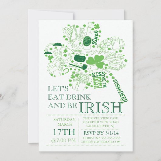 Fun St. Patrick's Day Bash Dinner Party Kaart (Voorkant)