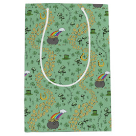 Fun St Patricks Day Green Shamrock Leprechaun Luck Medium Cadeauzakje