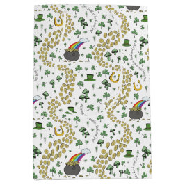 Fun St Patricks Day Green Shamrock Leprechaun Luck Medium Cadeauzakje